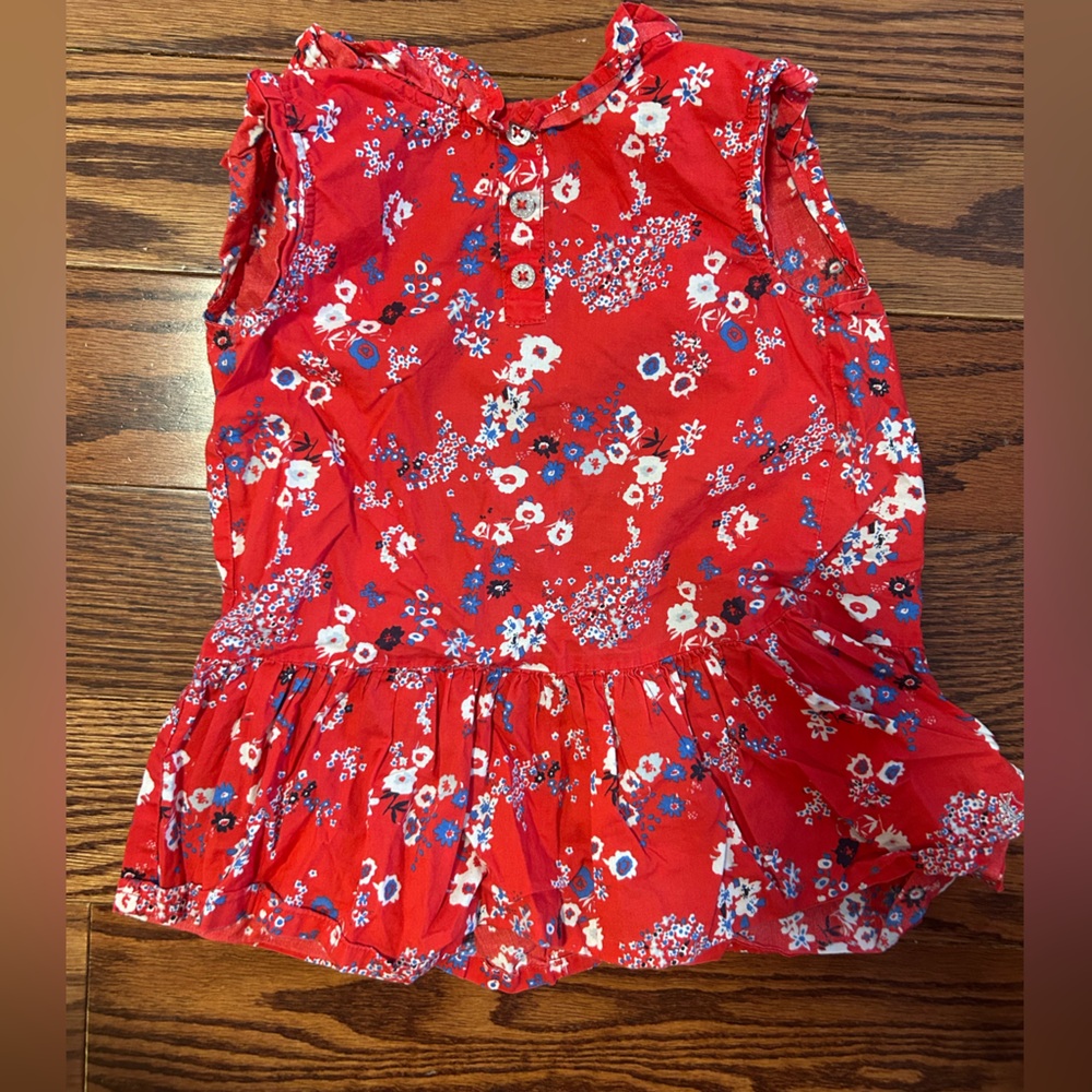 Petite Bateau Red and Blue Floral Dress